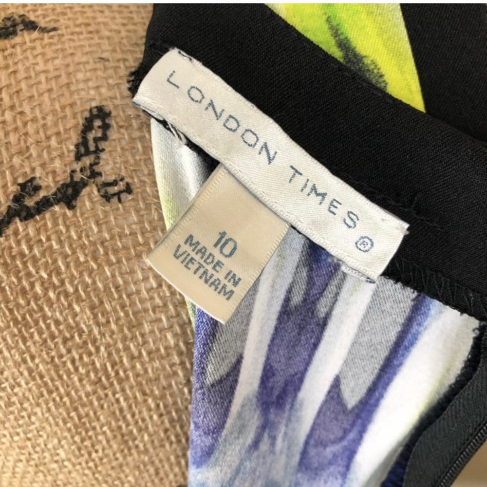 London Times Sleeveless Ikat Print Dress 10